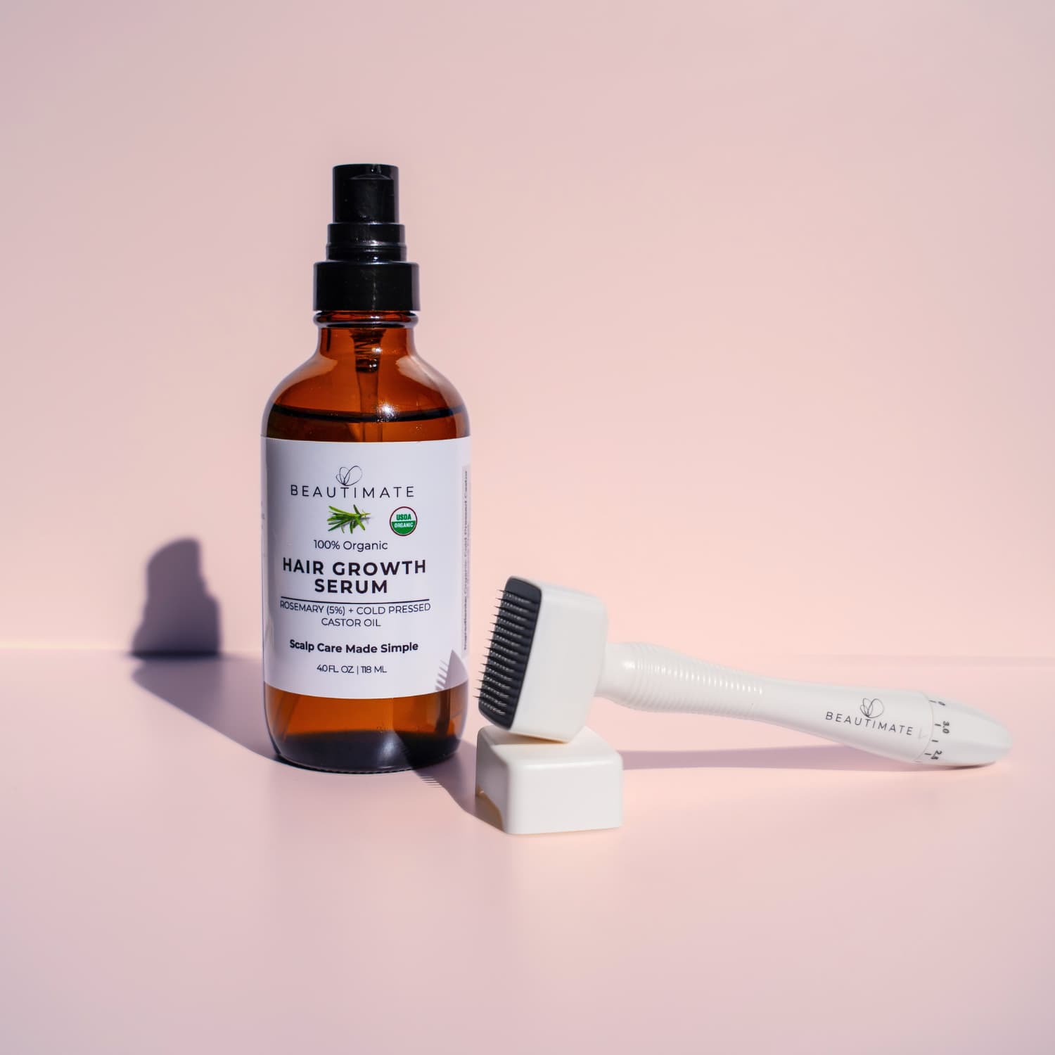 Adjustable derma stamp with rosemary scalp oil and protective cover